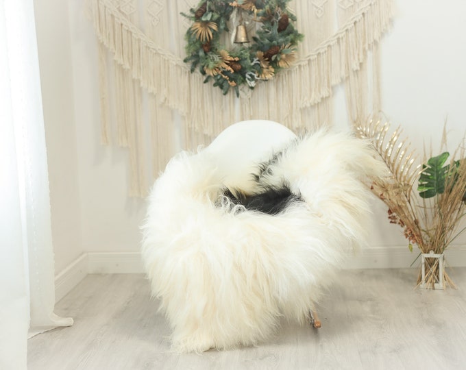 Real Icelandic Sheepskin Rug Scandinavian Decor Sofa Sheepskin throw Chair Cover Natural Sheep Skin Rugs Ivory Black #Iceland115