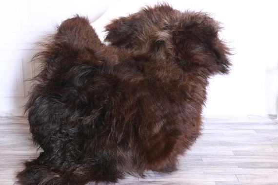 Icelandic Sheepskin | Real Sheepskin Rug | Sheepskin Rug Chocolate Black | Fur Rug | Homedecor #WRZISL26