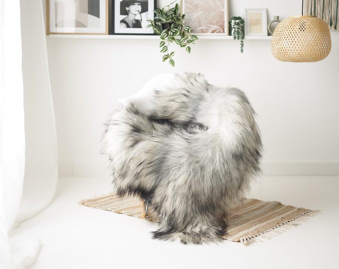 Real Icelandic Sheepskin Rug Scandinavian Home Decor Sofa Sheepskin throw Chair Cover Natural Sheep Skin Rugs Gray Black #IS146