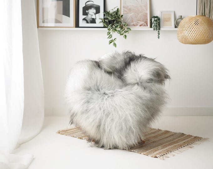 Real Icelandic Sheepskin Rug Scandinavian Home Decor Sofa Sheepskin throw Chair Cover Natural Sheep Skin Rugs Gray Black #IS150