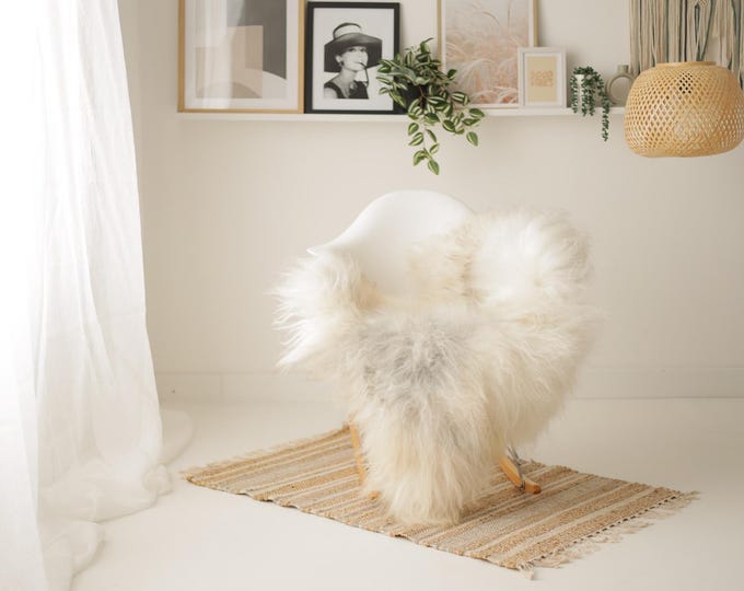 Real Icelandic Sheepskin Rug Scandinavian Decor Sofa Sheepskin throw Chair Cover Natural Sheep Skin Rugs Ivory Gray #Iceland1632