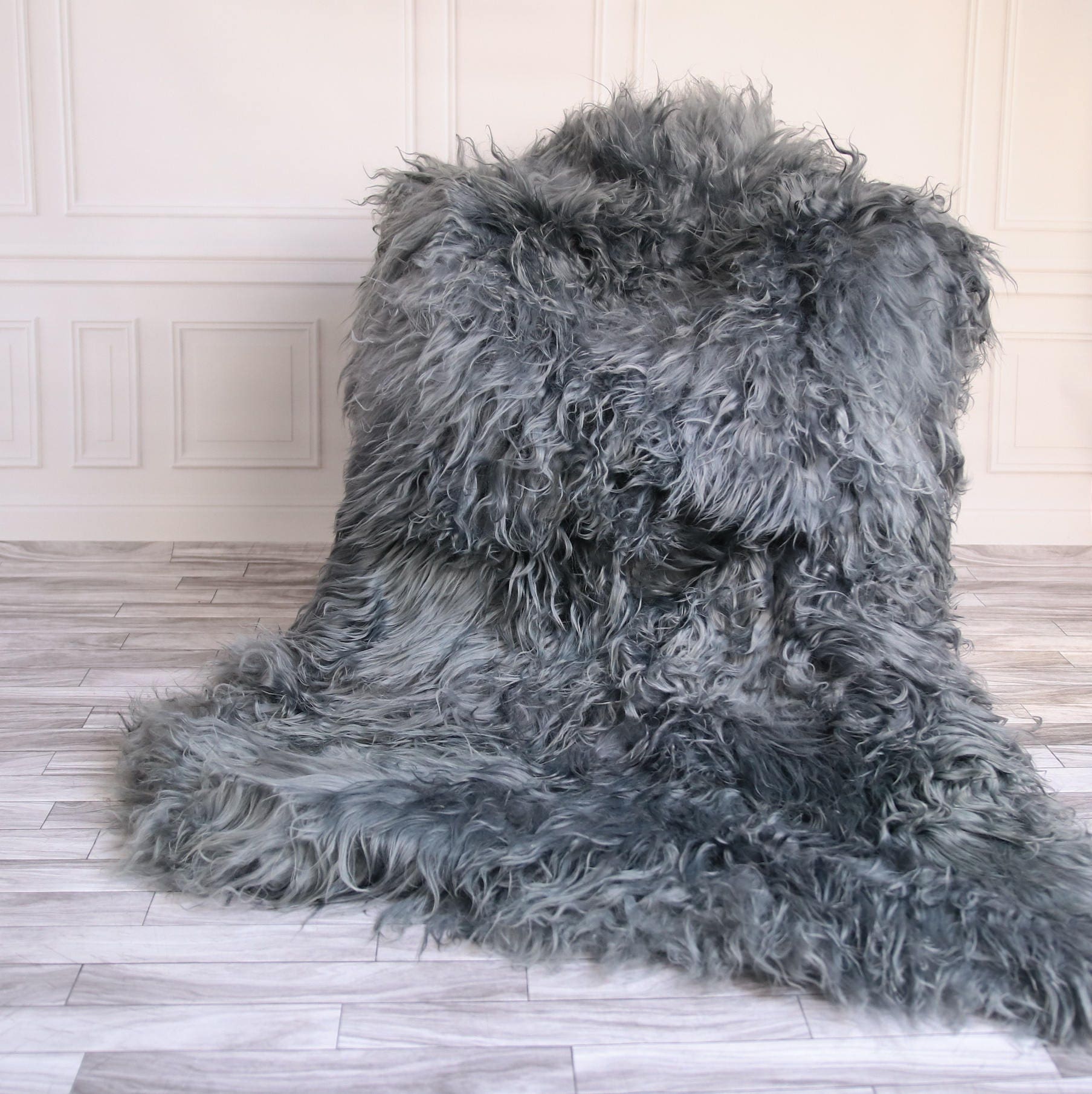 Icelandic Sheepskin Throw Gray Throw Gray Sheepskin Rug Square