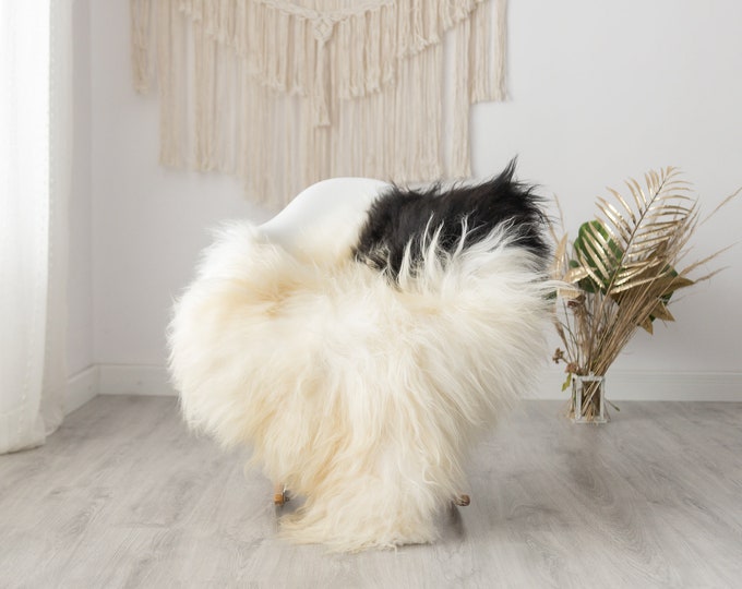 Real Icelandic Sheepskin Rug Scandinavian Decor Sofa Sheepskin throw Chair Cover Natural Sheep Skin Rugs Ivory Black #Iceland130