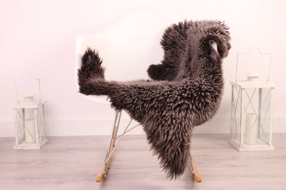 Real Sheepskin Rug Genuine Rare Gotland Sheepskin Rus - Curly Fur Rug Scandinavian Sheepvskin - Brown Sheepskin #4Margot25