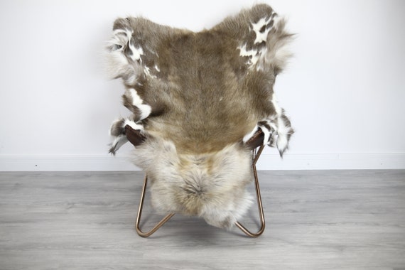 Reindeer Hide | Reindeer Rug | Reindeer Skin | Throw XXL EXTRA LARGE - Scandinavian Style Christmas Decor Brown White Hide #Ire34