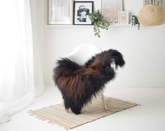 Real Icelandic Sheepskin Rug Scandinavian Decor Sofa Sheepskin throw Chair Cover Natural Sheep Skin Rugs Black Brown #Iceland1589