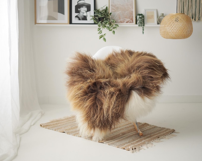 Real Icelandic Sheepskin Rug Scandinavian Decor Sofa Sheepskin throw Chair Cover Natural Sheep Skin Rugs Ivory Brown #IS227