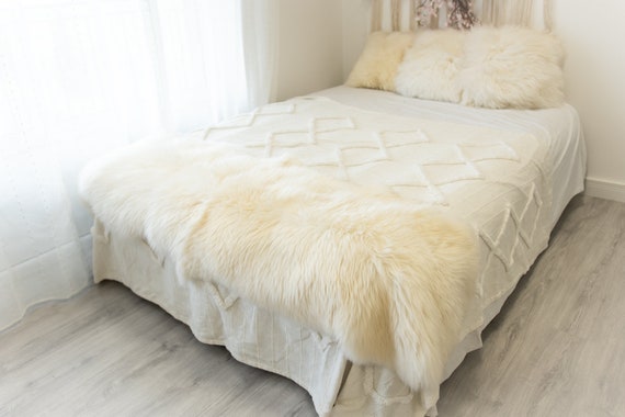 Double Sheepskin Rug | Long rug | Shaggy Rug | Chair Cover | Runner Rug | Ivory Rug |