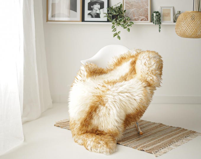 Real Sheepskin Rug Shaggy Rug Chair Cover Scandinavian Home Sheepskin Throw Sheep Skin Ivory Brown Sheepskin Home Decor Rugs #Mher145