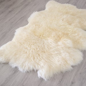 Genuine Natural creamy white Sheepskin Rug, Pelt, Giant Sheepskin throw Octo Deca image 6