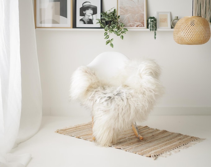 Real Icelandic Sheepskin Rug Scandinavian Home Decor Sofa Sheepskin throw Chair Cover Natural Sheep Skin Rugs Gray Ivory #IS185