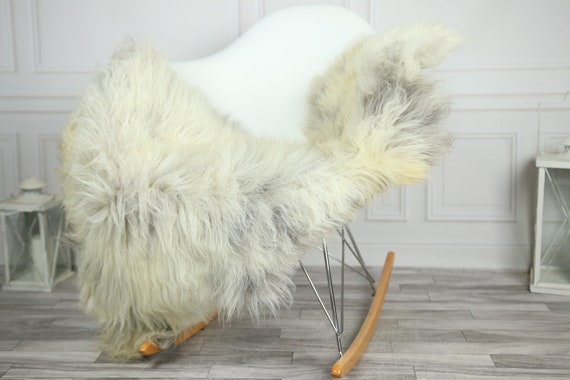 Sheepskin Rug | Real Sheepskin Rug | Shaggy Rug | Chair Cover | Sheepskin Throw | Gray Ivory Sheepskin | CHRISTMAS DECOR | #2HER7