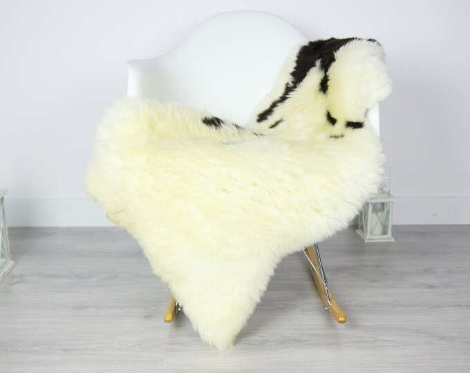 Sheepskin Rug | Real Sheepskin Rug | Shaggy Rug | Scandinavian Rug | Sheepskin Throw Beige Black Sheepskin | SCANDINAVIAN DECOR | #3HER10