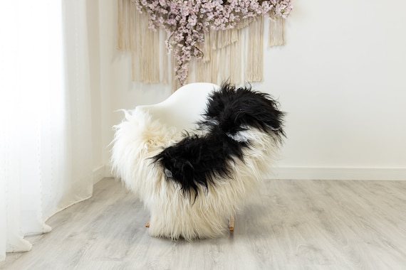 Real Icelandic Sheepskin Rug Scandinavian Home Decor Sofa Sheepskin throw Chair Cover Natural Sheep Skin Rugs Ivory Black #Iceland326
