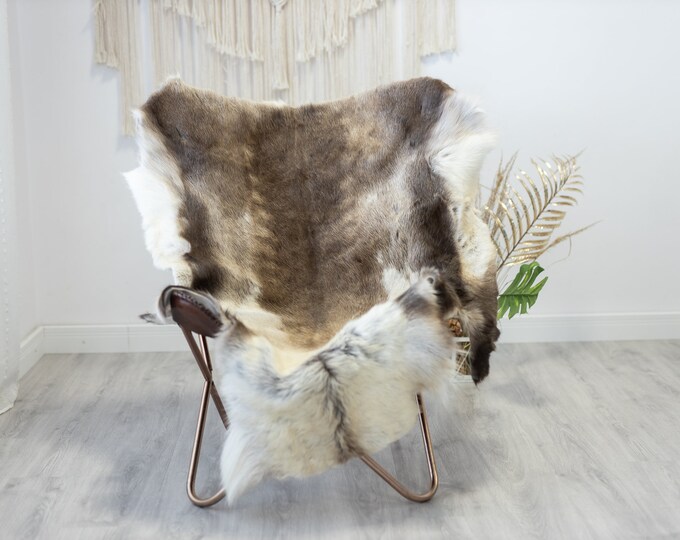 Reindeer Hide | Reindeer Rug | Reindeer Skin | Throw XXL EXTRA LARGE - Scandinavian Style Christmas Decor Brown White Hide #Reindeer18