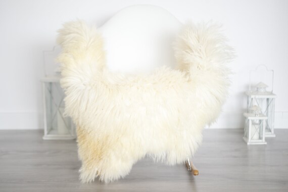 Genuine Rare Tuscan Lamb Sheepskin Rug - Curly Fur Rug - Natural Sheepskin - Ivory Brown Sheepskin | Small Sheepskin #5margot14