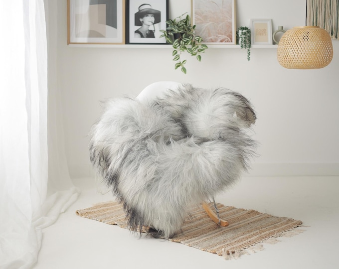 Real Icelandic Sheepskin Rug Scandinavian Decor Sofa Sheepskin throw Chair Cover Natural Sheep Skin Rugs Ivory Gray #IS235