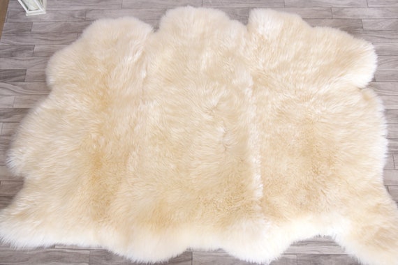 Triple Sheepskin Rug | Creamy white Sheepskin | Beige Sheepskin | Sheepskin Throw | Sheepskin Rug