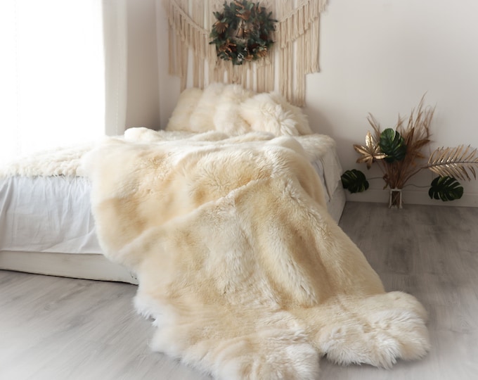 Real Fur Sheepskin Throw | Super Large | Sheepskin Rug | Boho Blanket | Merino Quatro Sheepskin