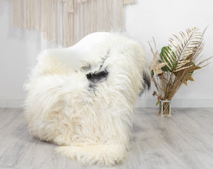 Real Icelandic Sheepskin Rug Scandinavian Decor Sofa Sheepskin throw Chair Cover Natural Sheep Skin Rugs Ivory Black #Mimisl28