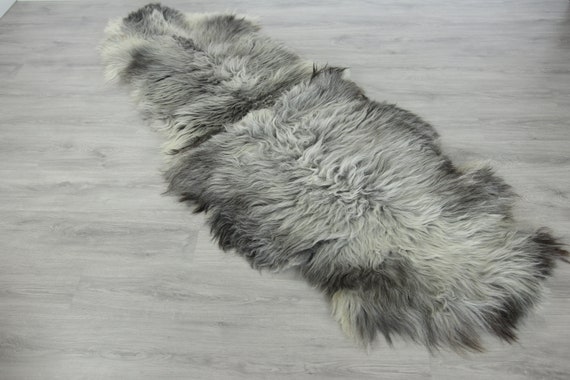 Double Sheepskin Rug Long rug Large Sheepskin Throw Chair Cover Sheepskin Carpet Gray Sheepskin Sheep Skin Rug | 2double11