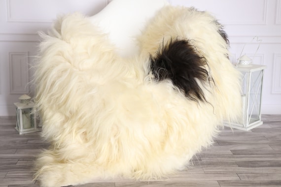 Icelandic Sheepskin | Real Sheepskin Rug | Super Large Sheepskin Rug Ivory Black | Fur Rug | Homedecor #MIHISL15