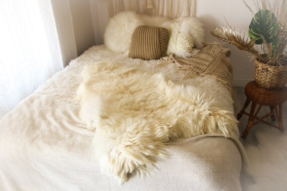 Real Sheepskin Rug Shaggy Rug Chair Cover Sheepskin Throw Sheep Skin White Sheepskin Home Decor Rugs #OCTHER69