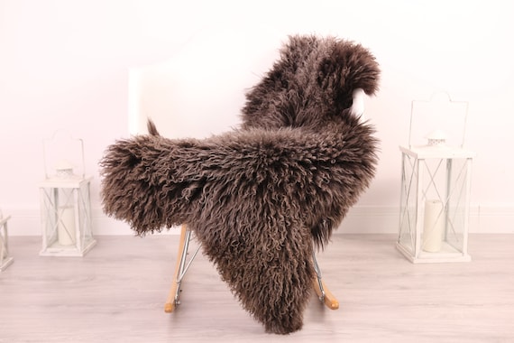 Real Sheepskin Rug Genuine Rare Gotland Sheepskin Rus - Curly Fur Rug Scandinavian Sheepvskin - Beige Sheepskin #4Margot19