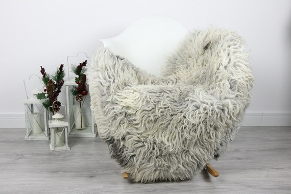 Organic Sheepskin Rug, Real Sheepskin Rug, Curly Sheepskin, Gray Beige Sheepskin Rug Christmas Home #CURLGUT6