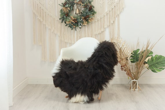 Real Icelandic Sheepskin Rug Scandinavian Decor Sofa Sheepskin throw Chair Cover Natural Sheep Skin Rugs Brown Ivory #Iceland94