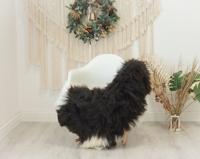 Real Icelandic Sheepskin Rug Scandinavian Decor Sofa Sheepskin throw Chair Cover Natural Sheep Skin Rugs Brown Ivory #Iceland94