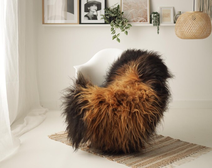 Real Icelandic Sheepskin Rug Scandinavian Decor Sofa Sheepskin throw Chair Cover Natural Sheep Skin Rugs Brown Black #IS266