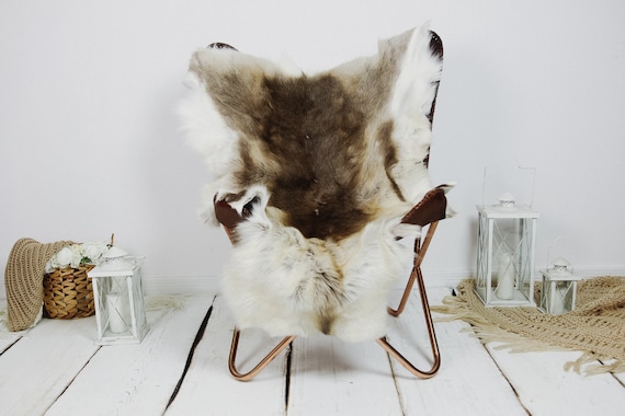 Reindeer Hide | Reindeer Rug | Reindeer Skin | Throw XXL EXTRA LARGE - Scandinavian Style Christmas Decor Brown White Hide #Kre10