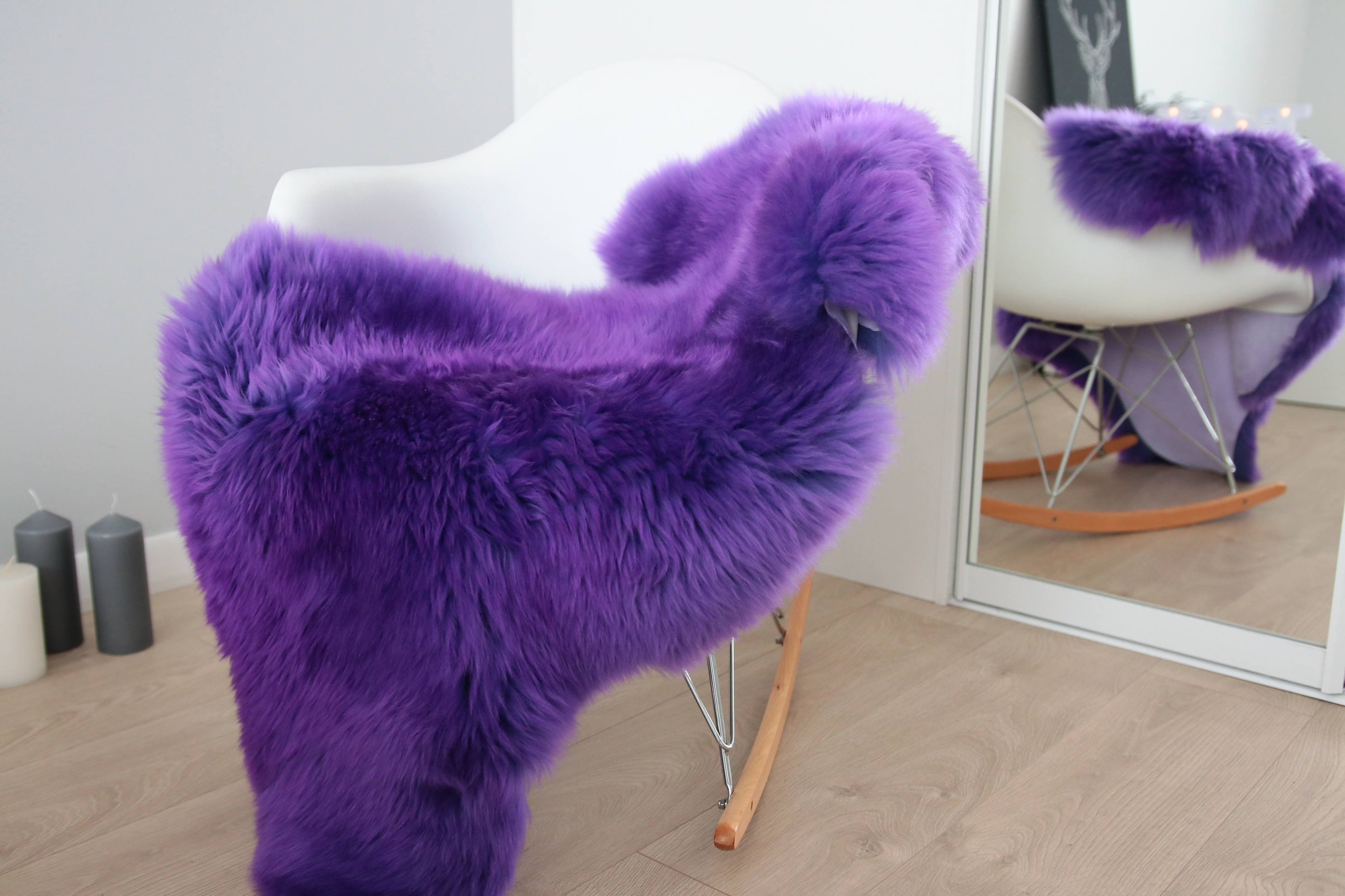 Genuine Natural Purple Sheepskin Rug Sheepskin Throw Scandinavian Style