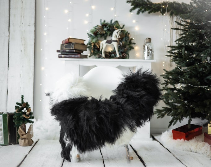 Real Icelandic Sheepskin Rug Scandinavian Decor Sofa Christmas Sheepskin throw Chair Cover Natural Sheep Skin Rugs Black White #Iceland556