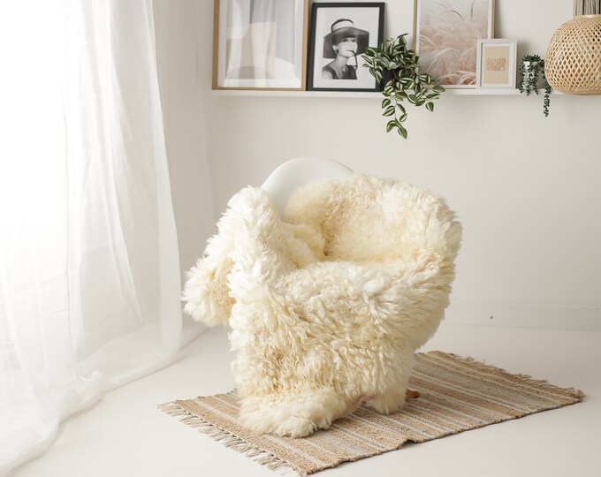 Real Sheepskin Rug Genuine Rare Gotland Sheepskin Rus - Curly  Rug Scandinavian Sheep skin - Ivory Sheepskin #G10