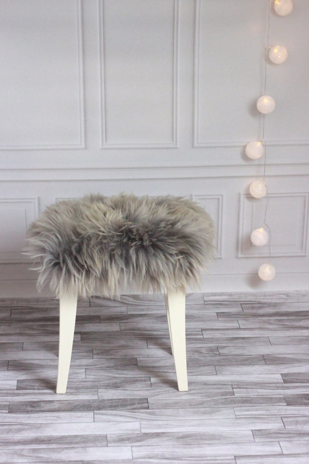 ON SALE Gray Stool Cover Sheepskin Stool Cover Chairl Cover Furry