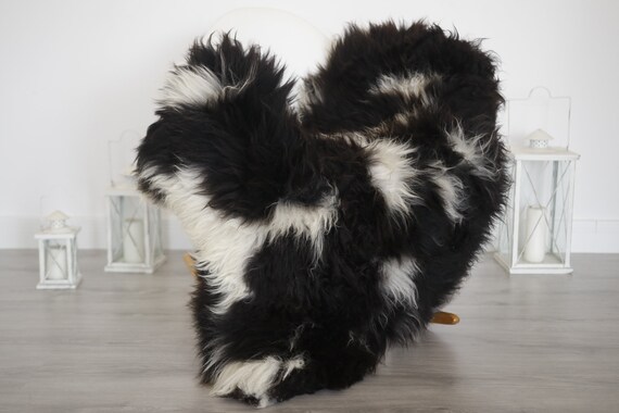 Real Sheepskin Rug Shaggy Rug Chair Cover Sheepskin Throw Sheep Skin Black Sheepskin Home Decor Rugs #6her44