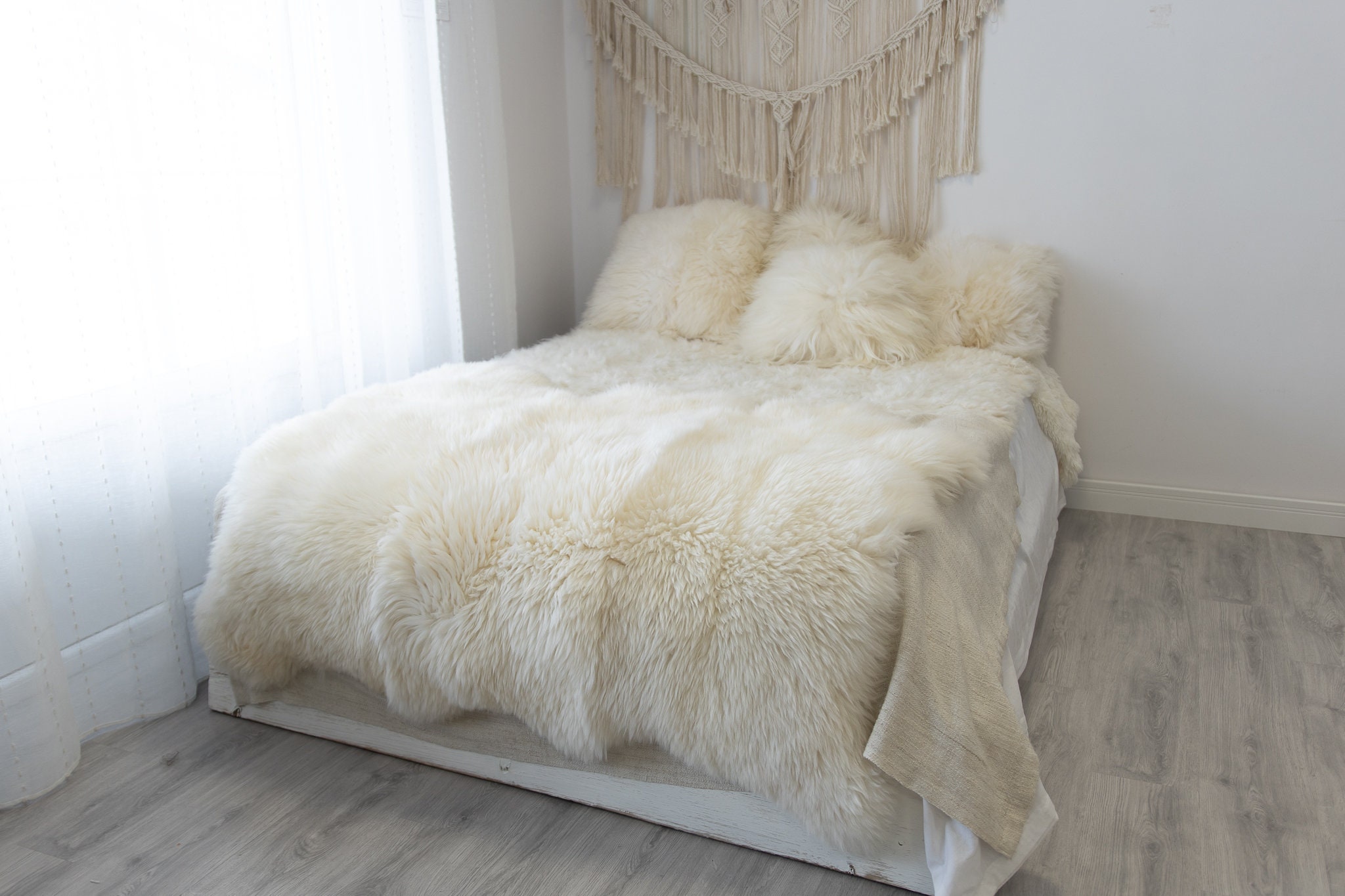 Real Fur Sheepskin Throw Super Large Sheepskin Rug Boho Blanket