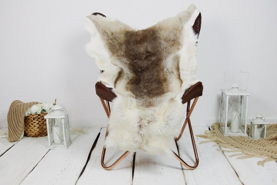 Reindeer Hide | Reindeer Rug | Reindeer Skin | Throw XXL EXTRA LARGE - Scandinavian Style Christmas Decor Brown White Hide #Kre19