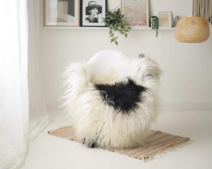 Real Icelandic Sheepskin Rug Scandinavian Home Decor Sofa Sheepskin throw Chair Cover Natural Sheep Skin Rugs Ivory Black #IS221