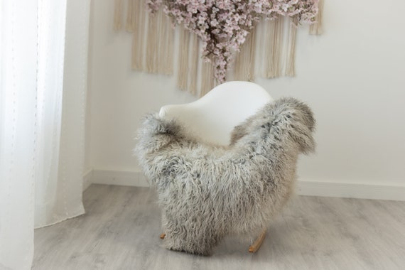 Real Sheepskin Rug Genuine Rare Gotland Sheepskin Rus - Curly Fur Rug Scandinavian Sheep skin - Curly Rug Gray Sheepskin #gut48