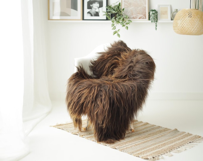 Real Icelandic Sheepskin Rug Scandinavian Decor Sofa Sheepskin throw Chair Cover Natural Sheep Skin Rugs Brown #IS57