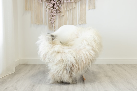 Real Icelandic Sheepskin Rug Scandinavian Home Decor Sofa Sheepskin throw Chair Cover Natural Sheep Skin Rugs Ivory Black #Iceland329