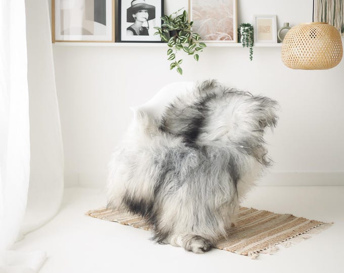 Real Icelandic Sheepskin Rug Scandinavian Home Decor Sofa Sheepskin throw Chair Cover Natural Sheep Skin Rugs Gray Black #IS157