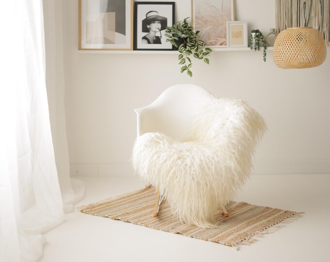 Real Icelandic Sheepskin Rug Scandinavian Decor Sofa Sheepskin throw Chair Cover Natural Sheep Skin Rugs Ivory #Iceland1613