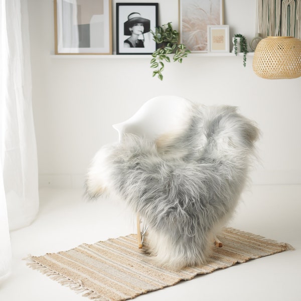 Real Icelandic Sheepskin Rug Scandinavian Decor Sofa Sheepskin throw Chair Cover Natural Sheep Skin Rugs Ivory Gray #Iceland1520