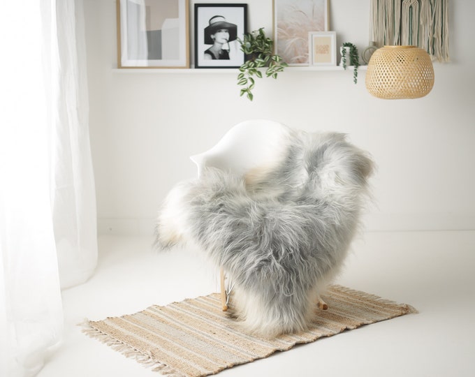 Real Icelandic Sheepskin Rug Scandinavian Decor Sofa Sheepskin throw Chair Cover Natural Sheep Skin Rugs Ivory Gray #Iceland1520