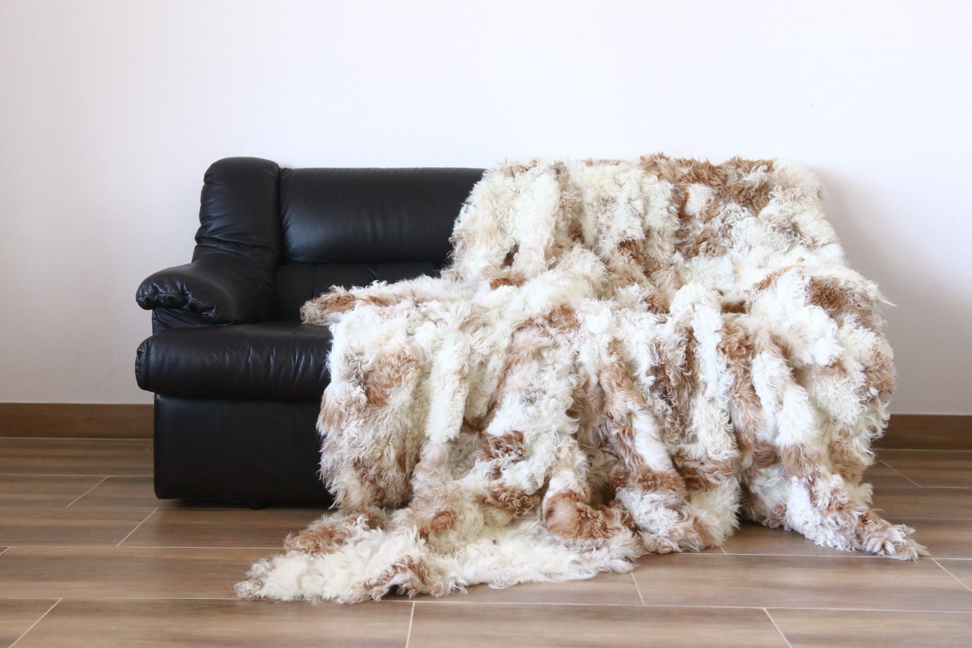 Luxurious Gotland Sheepskin Real Fur Throw Real Fur Blanket Sheepskin throw Curly Fur Throw
