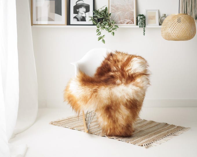 Real Icelandic Sheepskin Rug Scandinavian Home Decor Sofa Sheepskin throw Chair Cover Natural Sheep Skin Rugs Ivory Brown #IS143
